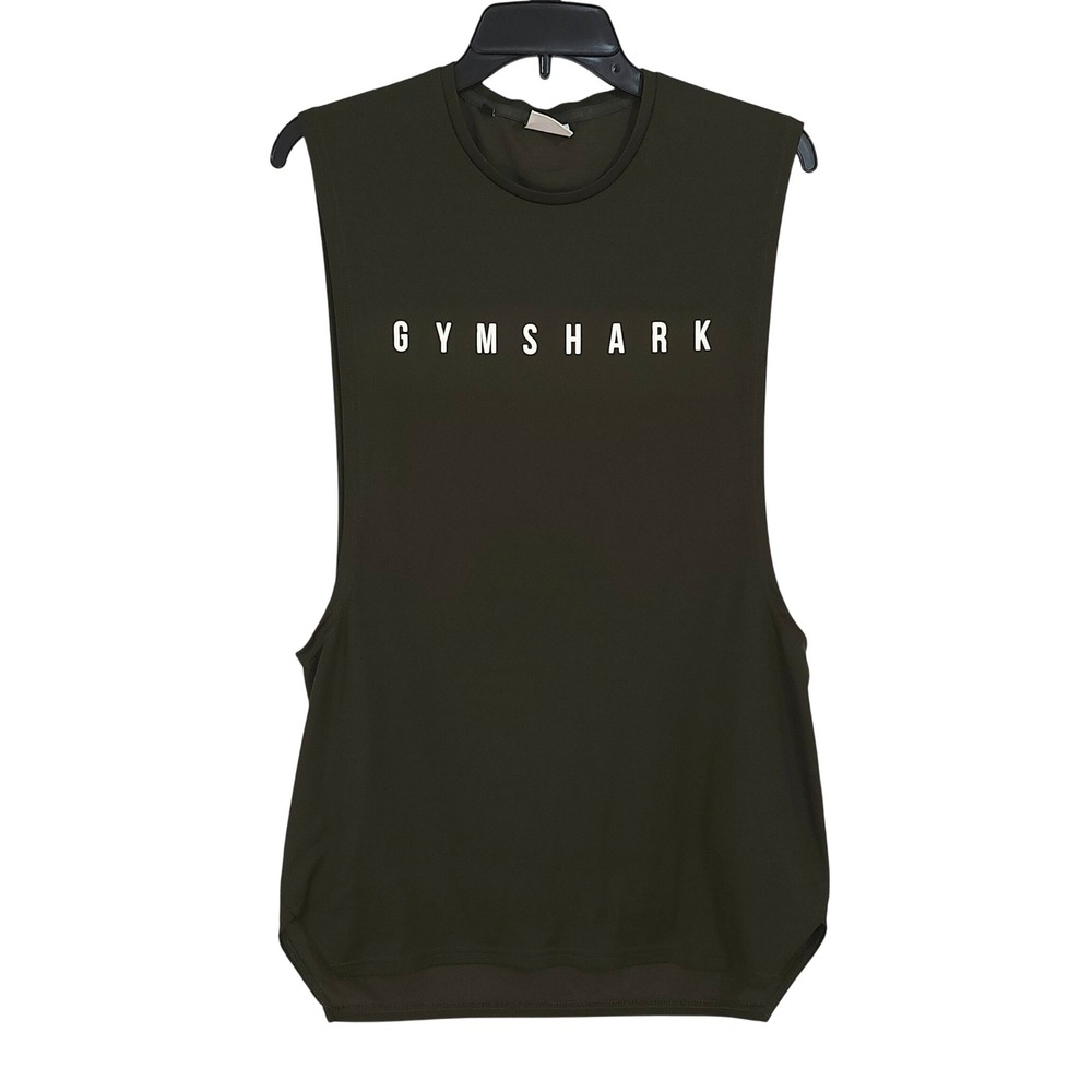 Gymshark Sleeveless Muscle Tank Top Mens Medium Olive Green GMTK3465-HG